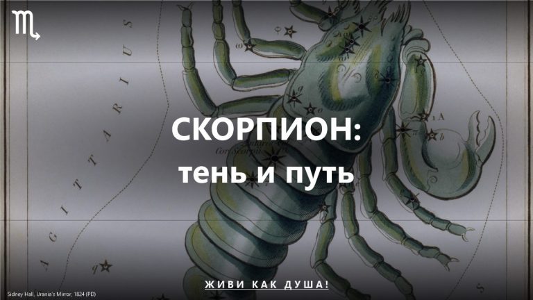 Знак Скорпион на космическом фоне — работа с тенью